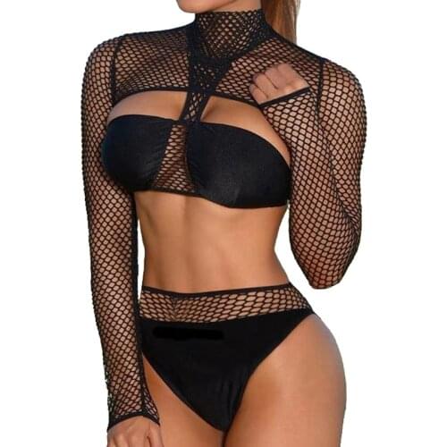 Sexy Long Sleeve High Cut Out Bikini Set Leopard Zipper One Piece Swimsuit Hollow Out Swimwear Women Splicing Mesh Bathing Suit