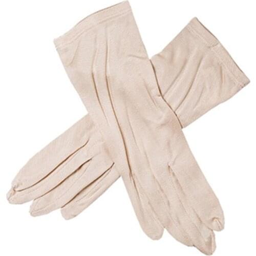 100% Natural Silk gloves Female Summer Thin UV Sunscreen Breathable Sleep Moisturizing Elastic Touch Screen Driving Mittens L36L