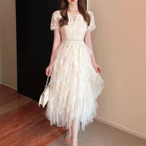 Lolita Sweet Party Dresses Woman V-neck Apricot Lace Runway Design Evening Maxi Dress Vestido Woman Elegant Luxury Dress Fall