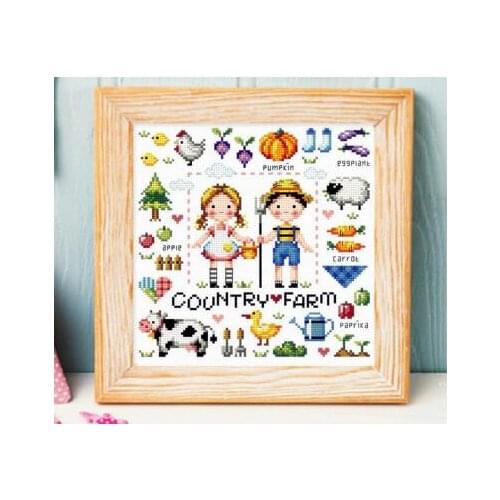 Gold Collection Counted Cross Stitch Kit Country Farm Man and Woman Girl and Boy SO