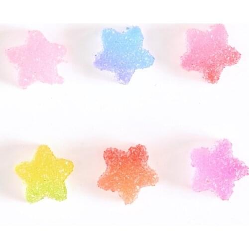 10mm Colorful Star Elastic Sugar Nail Charms Jelly Sweet Cute Gems Jewelry Manicure 3D Charms Decorations *50PCS/BAG