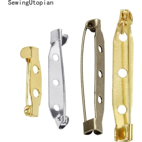 200PCS Brooch Back Buckle Pin Safety Pins Name Badge Sewing Catch Bar Safety Needles Badge Fasteners for Craft Jewellery Making