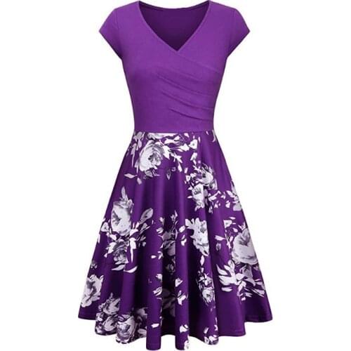 2021 foreign trade new womens clothing Amazon eBay Europe and the United States spring and summer floral print slim dress