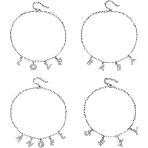 26Pc Rhinestone Letter Charm Alphabet Crystal Letter Bead Pendant Jewelry Making LX9E