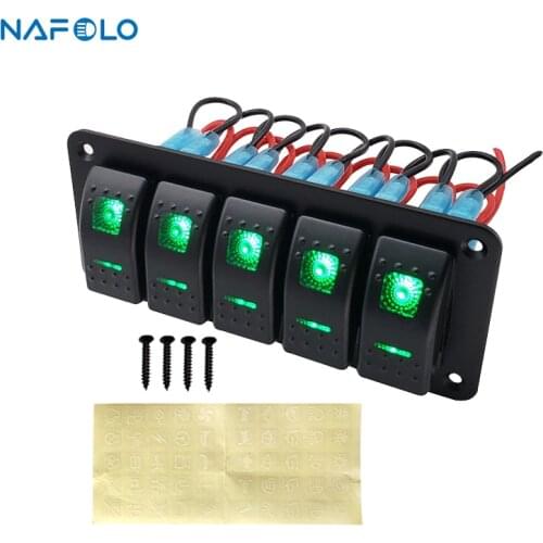 5 Gang Car LED Light Switch Panel For Car Truck Caravan Trailer Boat Circuit Breaker On Off Toggle Marine Rocker Switch Panel