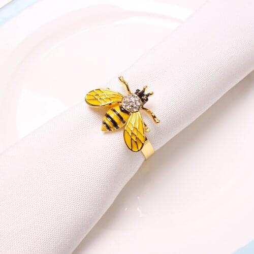 6PCS/spot zinc alloy golden creative bee napkin ring table decoration for cocktail party western food holiday jewelry