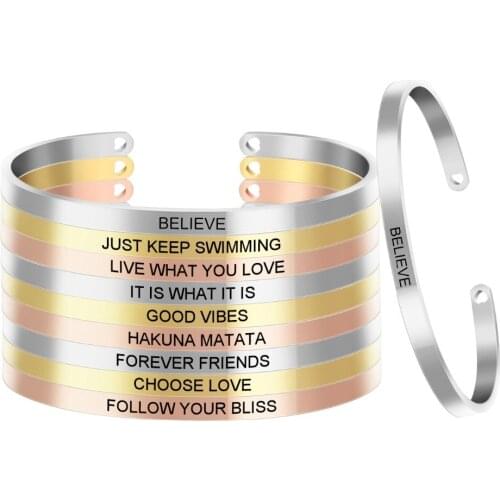 10pcs/lot Choose Love cuff bangles letter open bracelets manchette for women girls rose gold inspirational jewelry SL-056*10