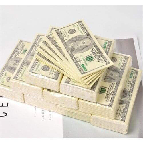100$ Dollars Napkin US Dollar Bill Money Paper Towel Party Tricky Gift 9pc Disposable Napkins Wedding Party Birthday Decoration