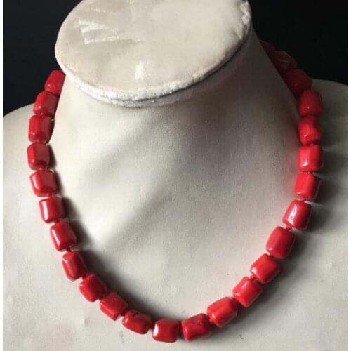 Fast SHIPPING>>Lovely! Tibet Red Coral Silver Necklace large beads 18" (A0430)