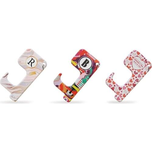 10Pcs DIY Blank Sublimation Heat Transfer Germ Free Key Chain for Open Door Elevator Zero Touch Hand Free MDF Key Ring C1FE