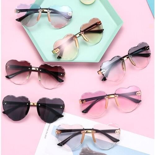 Kids Rimless Sunglasses Children Heart-shaped Sun Glasses UV400 Protection Lenses Eyeglasses Girls Boys Photography Eyewear 1-8T