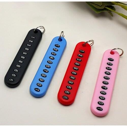 DIY Phone Number Card Plate Car Keys Anti-lost Keyring Keychain Pendant Decor Key Anti-lost Tool Car Interior Accessories