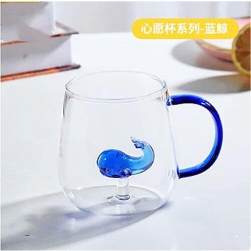Home Japanese Wind kitchenware Cute Animal Plant Pattern Glass Coffe Cup Uncovered Breakfast Tea Milk Cup Drinking Glasses 300ml