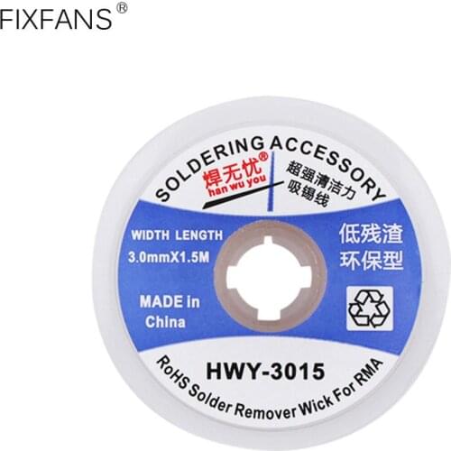 FIXFANS 3.0mm x 1.5m Desoldering Braid Solder Remover Wick Wire Solder Sucker for SMD PCB Soldering Cleaning Repair Tools