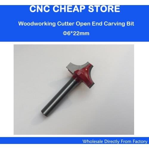 2pcs 6mm *22mm Tungsten carbide cnc router bit woodworking cutter open end carving bit 1/4"