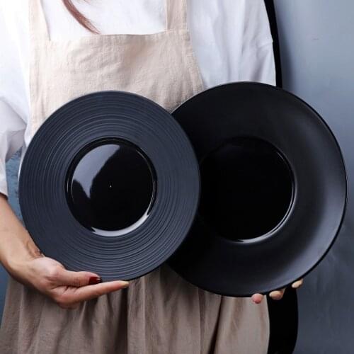 Nordic Art Ceramic Western Steak Plate Simple Home 12 Inch Pure White Straw Hat Dessert Main Course Sushi Plate Hotel Tableware