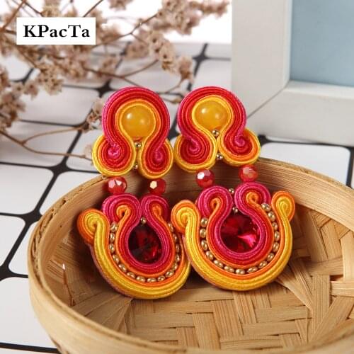 KPACTA Ethnic Style Leather Drop Earrings Fashion Jewelry Women Soutache Handmade Weaving Big Hanging Earring Party Oorbellen