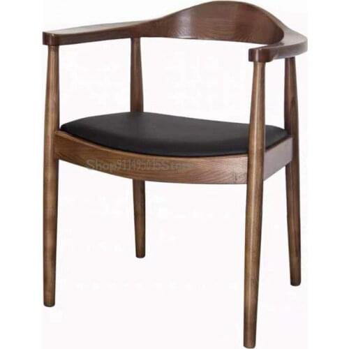 Kennedy Presidential Chair Backrest Armrest Simple Fashion Cafe Club Hotel Chair Nordic Solid Wood Dining Chair
