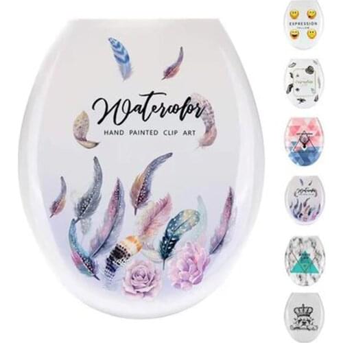 18 Inches Thickening Printed Toilet Lid U-shaped Toilet Seat Cover Universal Toilet Lid Creative Patterns toilet seat lid