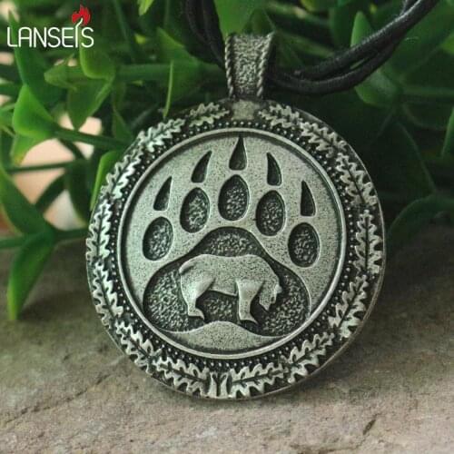 Lanseis 10pcs Viking bear paw pendant slavic bear talisman chrm pagan men necklace Nordic pendant.Celt talisman