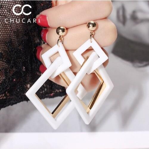 CHUCARI Fashion Ethnic Geomertric Acrylic Statement Earrings Women Retro Boho Jewelry Personality Long Hanging Earrings Brincos