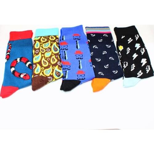 Cartoon Men Socks Personality Business Knee-High Socks Funny Snake Spring Autumn Crew Socks Skateboard Chaussette Happy Socks