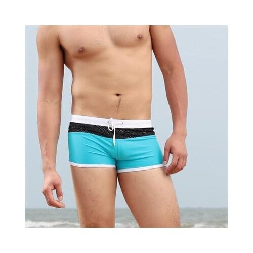 Mens professional swimming trunks shorts Tight color matching low-rise boxer swimming trunks