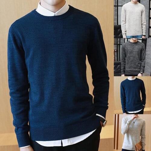 Plus Size Men Fashion Casual Long Sleeve Solid Color Slim Knitwear Bottoming Sweater Top Sweater Top