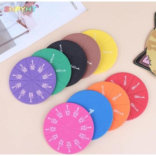 NEW! 9/12 pcs Early Education Learning Counting Math Toy Round Rainbow Magnetic Fraction Tiles Early Learning Educational Toy