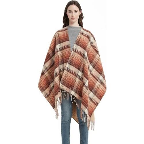 New Fashion Cashmere Women Plaid Print Tassel Double-Sided Scarf Winter Warm Shawl Wrap Female Comfortable warm Thick Blanket
