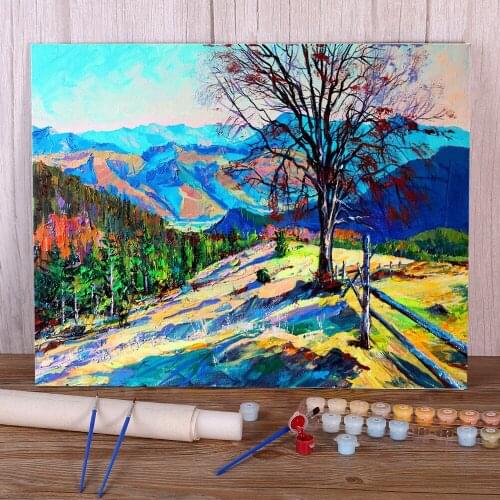 Landscape Autumn Mountains Painting By Numbers Kit Oil Paints 50*70 Oil Painting Handmade For Kids Handicraft For Handiwork