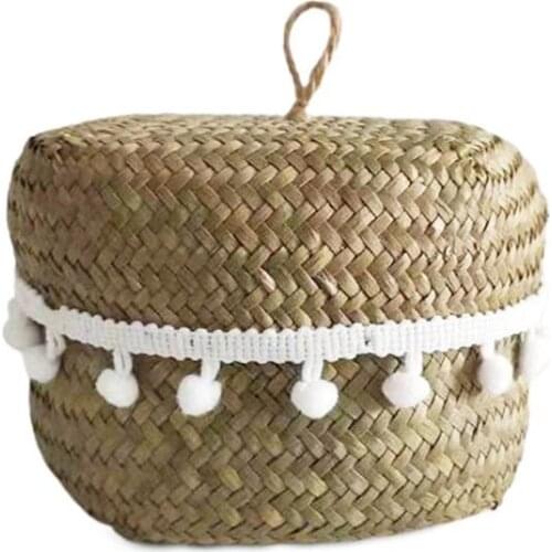 Seagrass Storage Basket Wicker Basket Work Rattan Hanging Planting Flower Pot Laundry Cesta Mimbre Basket Picnic Basket