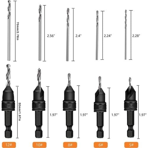 Durable Twist Drill Portable Countersunk Twist Drill Set 5#-12# Smooth Chip Removal Screw Cap Opener Sharp Tooth Edge Tools
