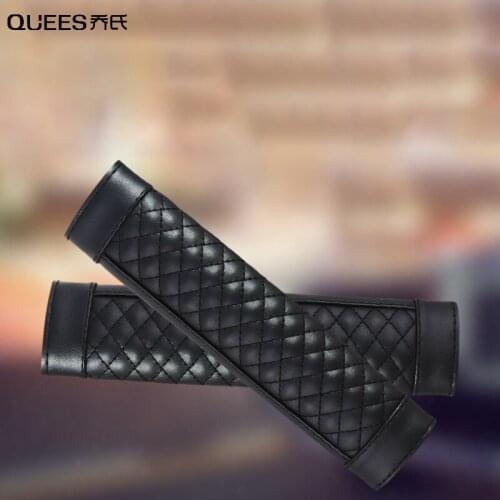 QUEES Car Seat Belt Cover Lambskin Check Shoulder Guard Seat Safety Belt Shell Car Accessories Interior General Auto Supplies