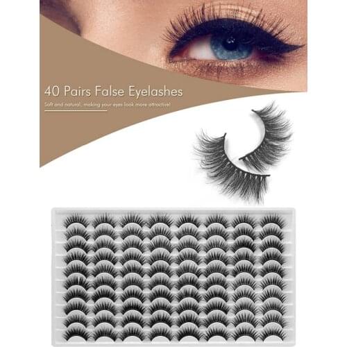 40 Pairs False Eyelashes Fluffy Natural Look False Eyelashes Set Long False Eyelashes Eyelash Extension Eyes Makeup Wholesale