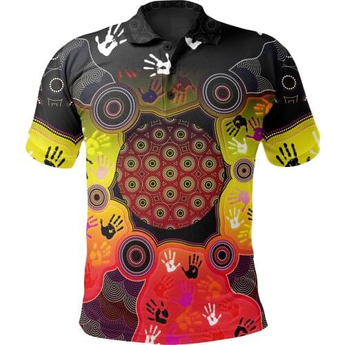 INDIGENOUS CIRCLE DOT PAINTING 3D Printed High Quality New Polyester Fiber Men Female Collar Polo Shirt Tee Tops Anti Shrink