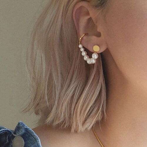 Pearl Beads Clip Earrings For Women New Fashion Jewelry Gold Chain Cool Personality Hip Hop Ear Clips Girls Charms Jewellery