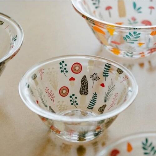 Glass Bowl Thickened Salad Noodle Microwave Printing Fruit Heat-Resistant Breakfast Milk Oatmeal Bowls Taca Drewniana Plaque Or