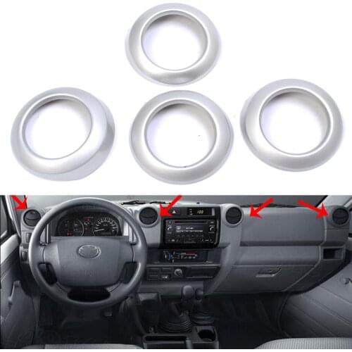 4pcs ABS Decoration Silver For Toyota Land Cruiser FJ70 FJ76 FJ77 FJ78 FJ79 Car Air Vent Outlet Trim Cover Ring