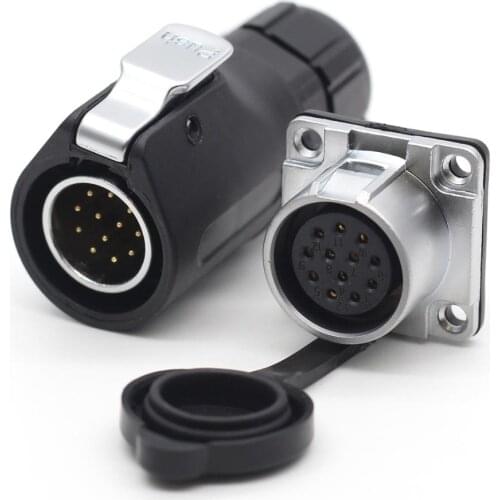 XHP20, Solar Energy Waterproof Connector 12 Pin Power Cable Circular Industrial Male Plug Female socket IP67