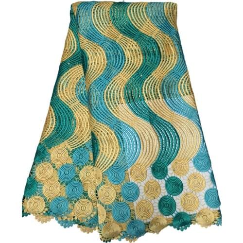 Factory price wave pattern with rhinestones african water soluble chemical cord lace fabric guipure lace fabric for sewing dress