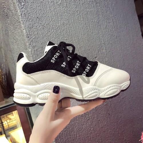 2019 Hot Fashion Platform Sneaker Women Vulcanized Shoes Casual Chunky Sneakers Lace Up Shoe Platform Women Shoes White Z4-33