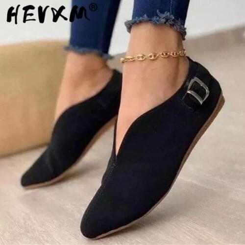 2021 Pointed Toe Suede Women Flats Shoes Woman Loafers Summer Fashion Sweet Flat Casual Shoes Women Zapatos Mujer Plus Size35-43