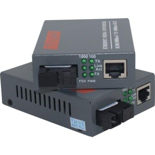 1 Pair HTB-GS-03 A/B Gigabit Fiber Optical Media Converter 1000Mbps Single Mode Single Fiber SC Port 20KM External Power Supply