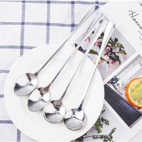 1pcs Long Handle Stainless Steel Tea Coffee Spoon Cocktail Ice Cream Soup Spoons Cutlery kitchen accessories dessert spoon