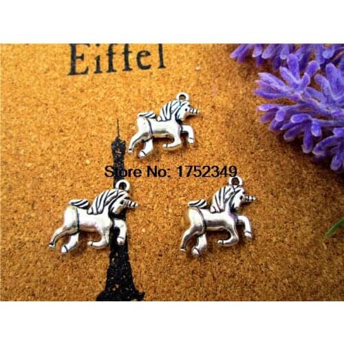 15pcs--Unicorn Charms, Antique Tibetan silver Unicorn Horse Charm Pendant 16x16mm