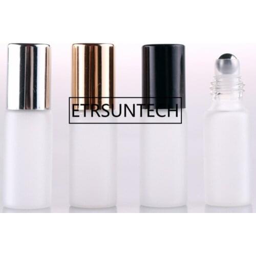 200pcs 5ml 10ml Clear Frosted Glass Essential Oil Bottles Roll On Jar with Stainless Steel Roller Ball Essential Oils Bottle