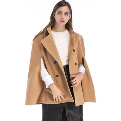 Wish 2017 Autumn And Winter Suit-dress Heavy Woolen Cloth Will Code Long Windbreaker Cloak Woolen Loose Coat