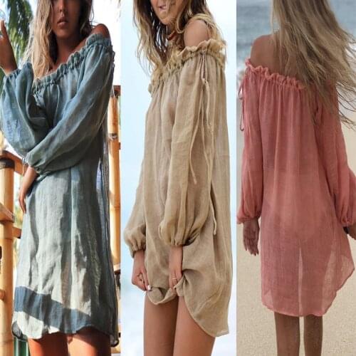 2019 New Chiffon See Through Cover-up Beachwear Bikini Cover Ups Summer Sale White Kaftan Swimwear Dress Multiple Colour