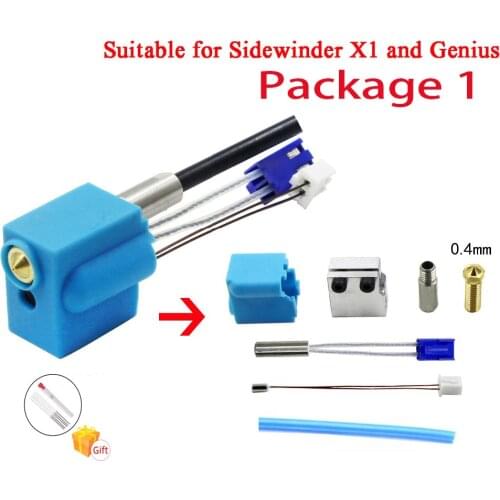 2021New Version Sidewinder X1 & Genius Original Silicone Nozzle Kit Volcano Hotend Heat Cartridge And Thermistor Metal Arm Idler